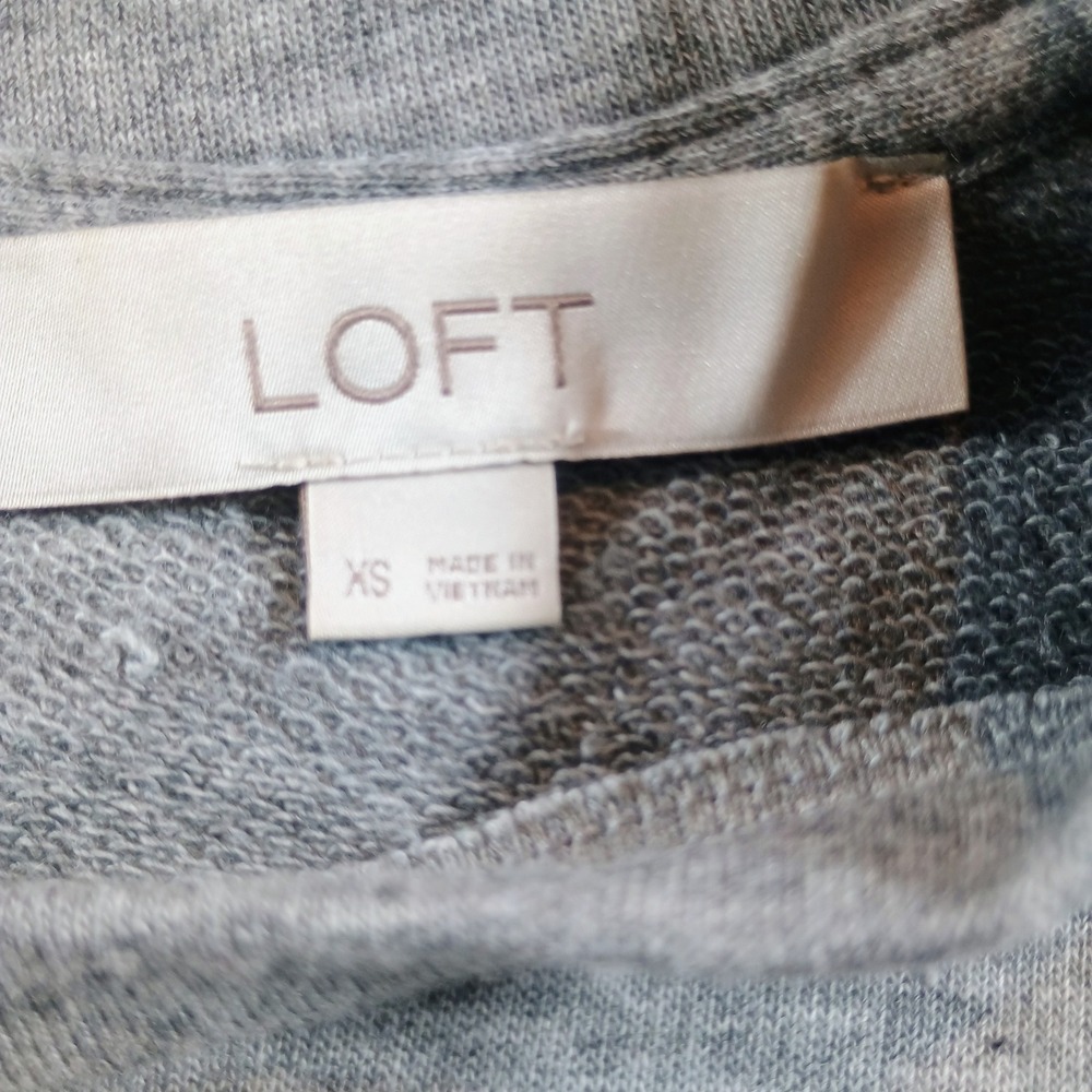 LOFT Women XS Sweatshirt Babydoll Dress Gray Short Sleeve French‎ Terry - Picture 4 of 8
